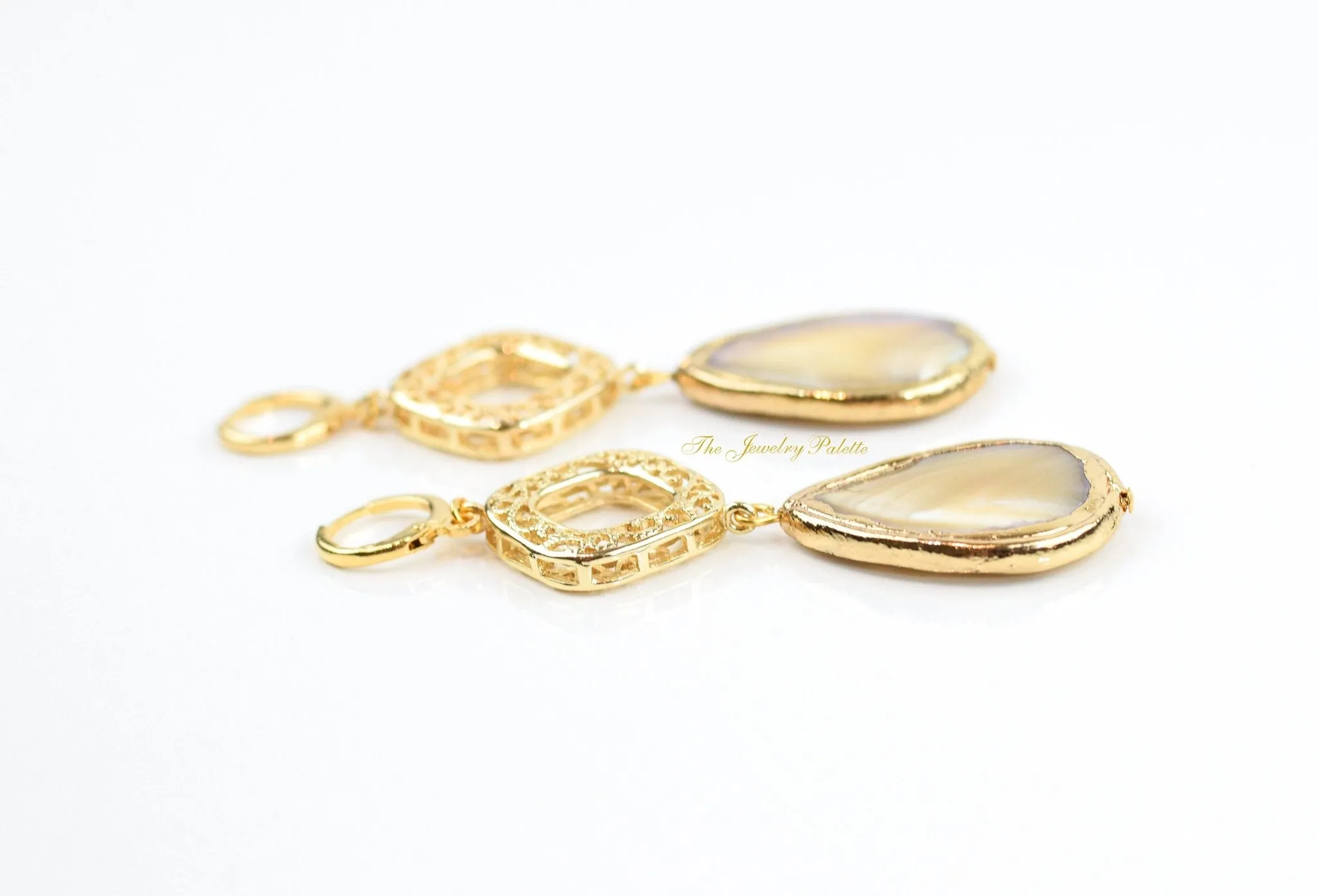 Sienna ivory coin pearls and filigree earrings