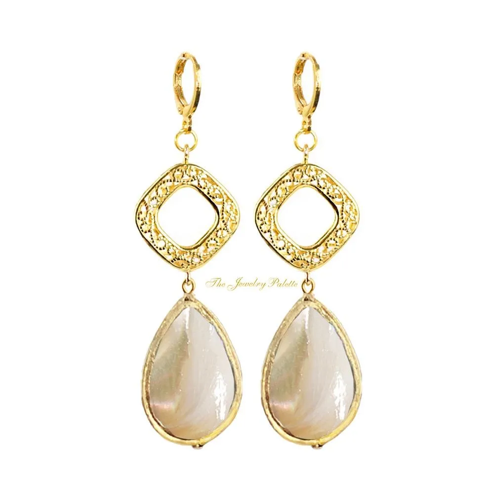 Sienna ivory coin pearls and filigree earrings