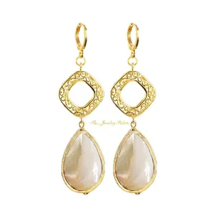 Sienna ivory coin pearls and filigree earrings