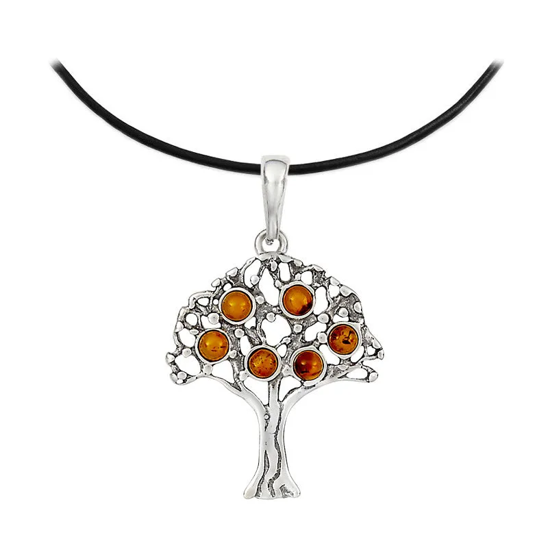 Silver & Baltic Amber Tree of Life Necklace