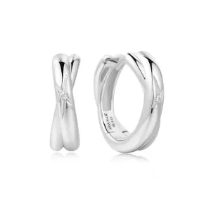 Silver Cross Duo Huggie Earrings