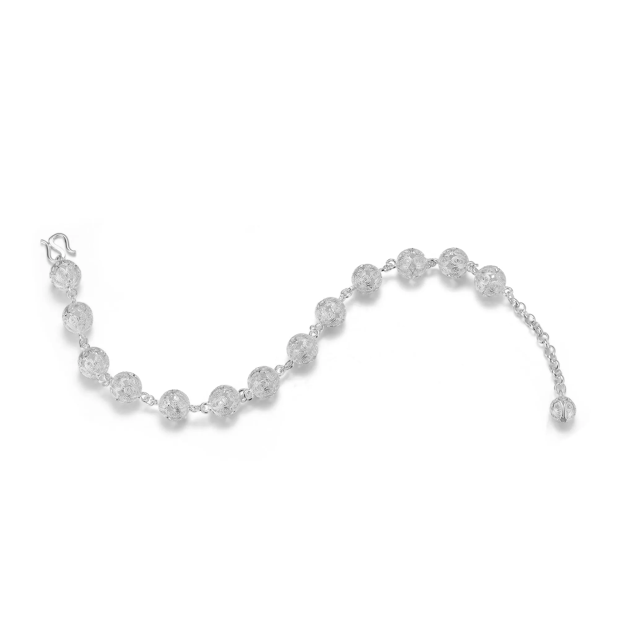Silver Filigree SphereLink Bracelet