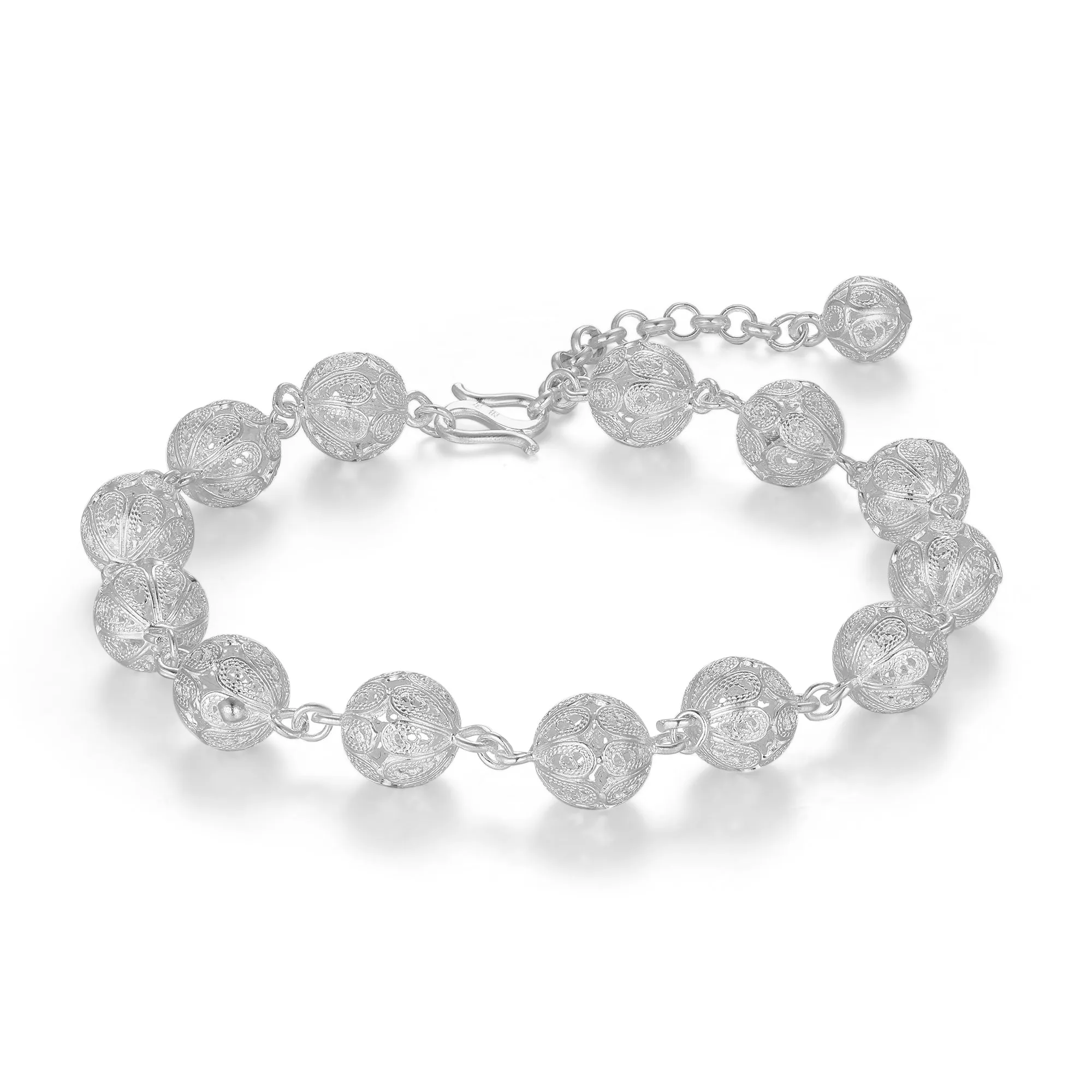 Silver Filigree SphereLink Bracelet