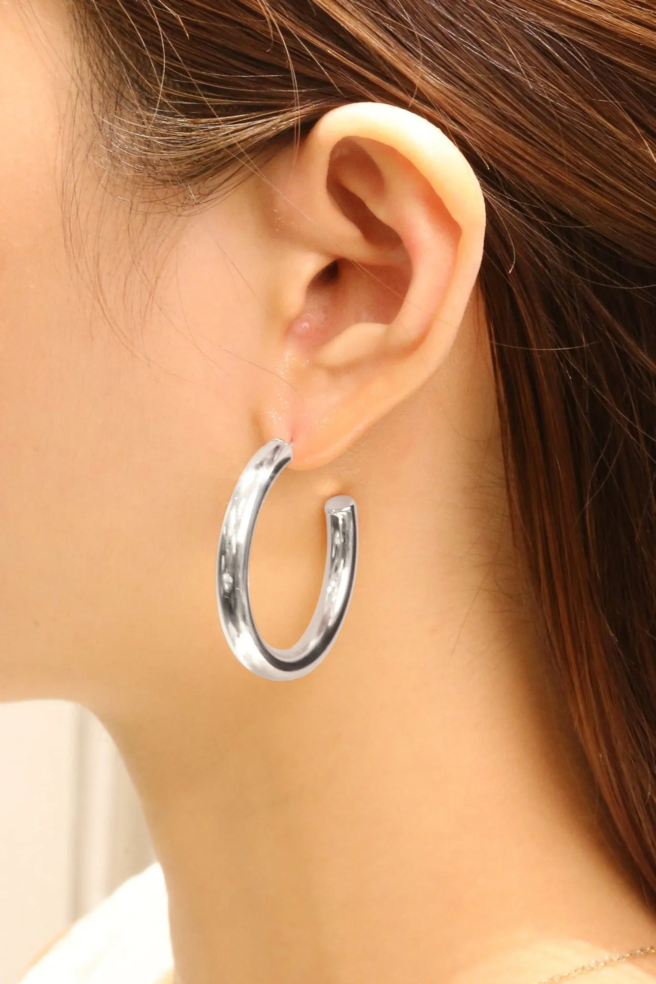 SJE310013 14K Metal Post Hoop Earrings