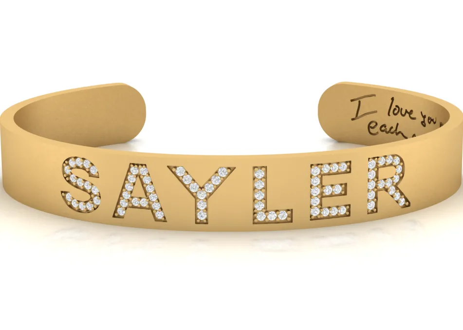 Small Diamond Initial Cuff