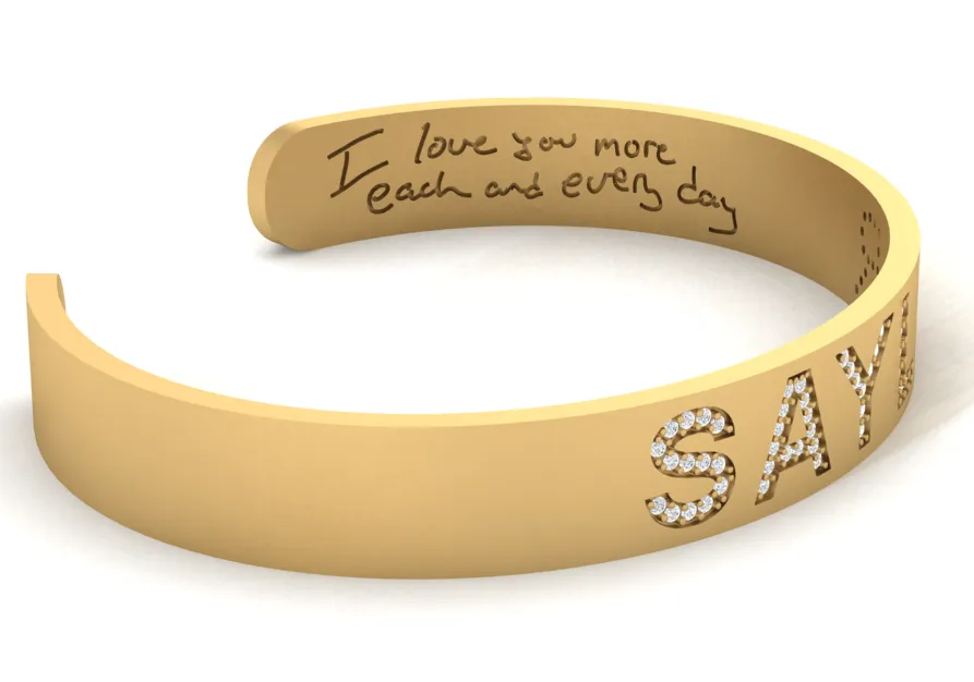 Small Diamond Initial Cuff