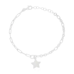 Sterling Silver 19.5cm with White Cubic Zirconia Drop Star Bracelet