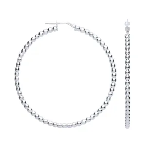 Sterling Silver Bead 56mm Hoop Earrings