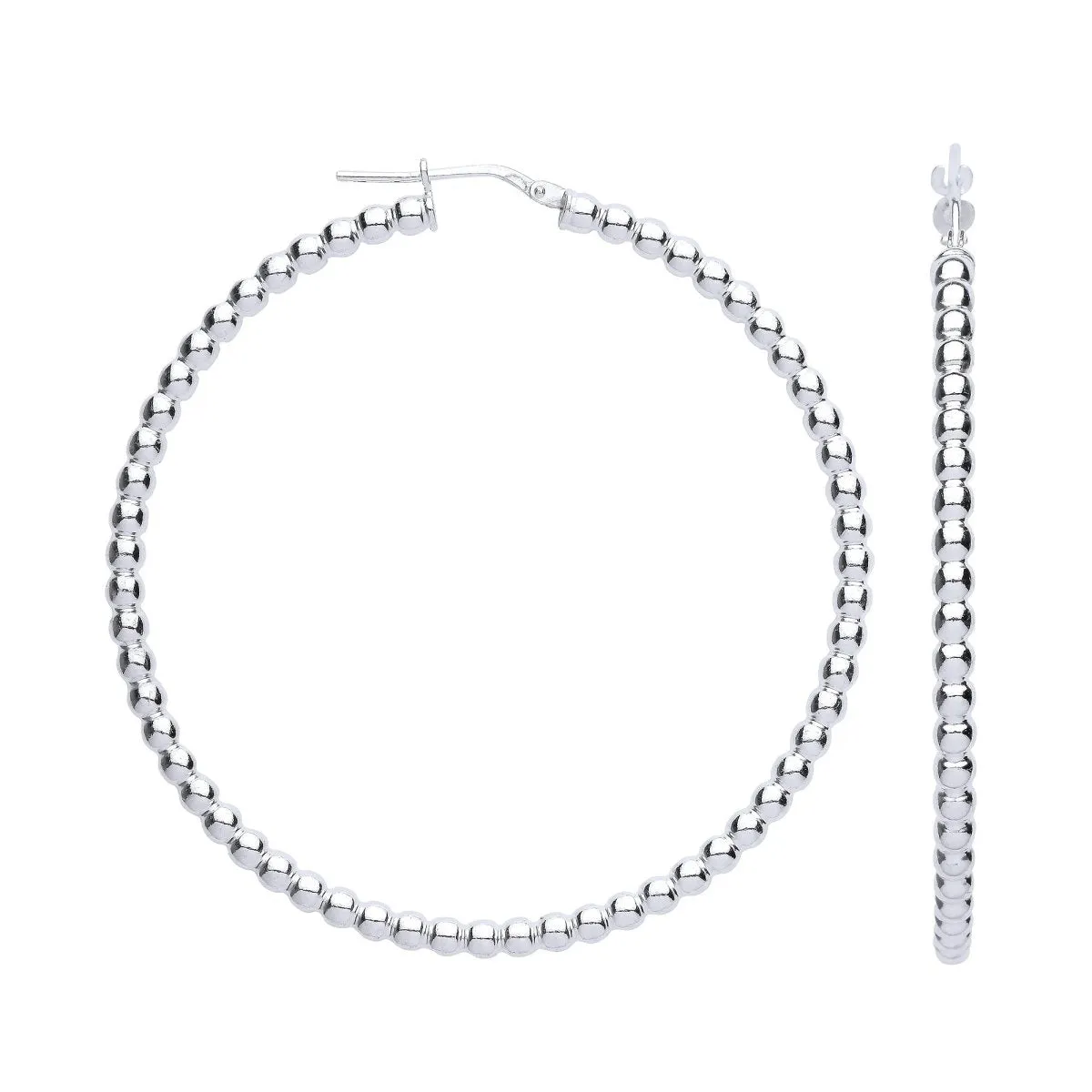 Sterling Silver Bead 56mm Hoop Earrings