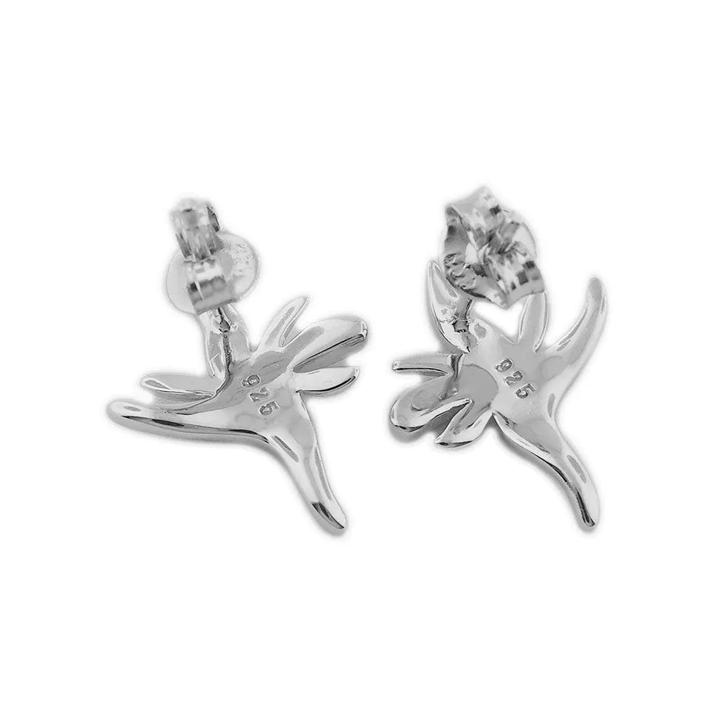 Sterling Silver Synthetic Opal Bird of Paradise Stud Earrings