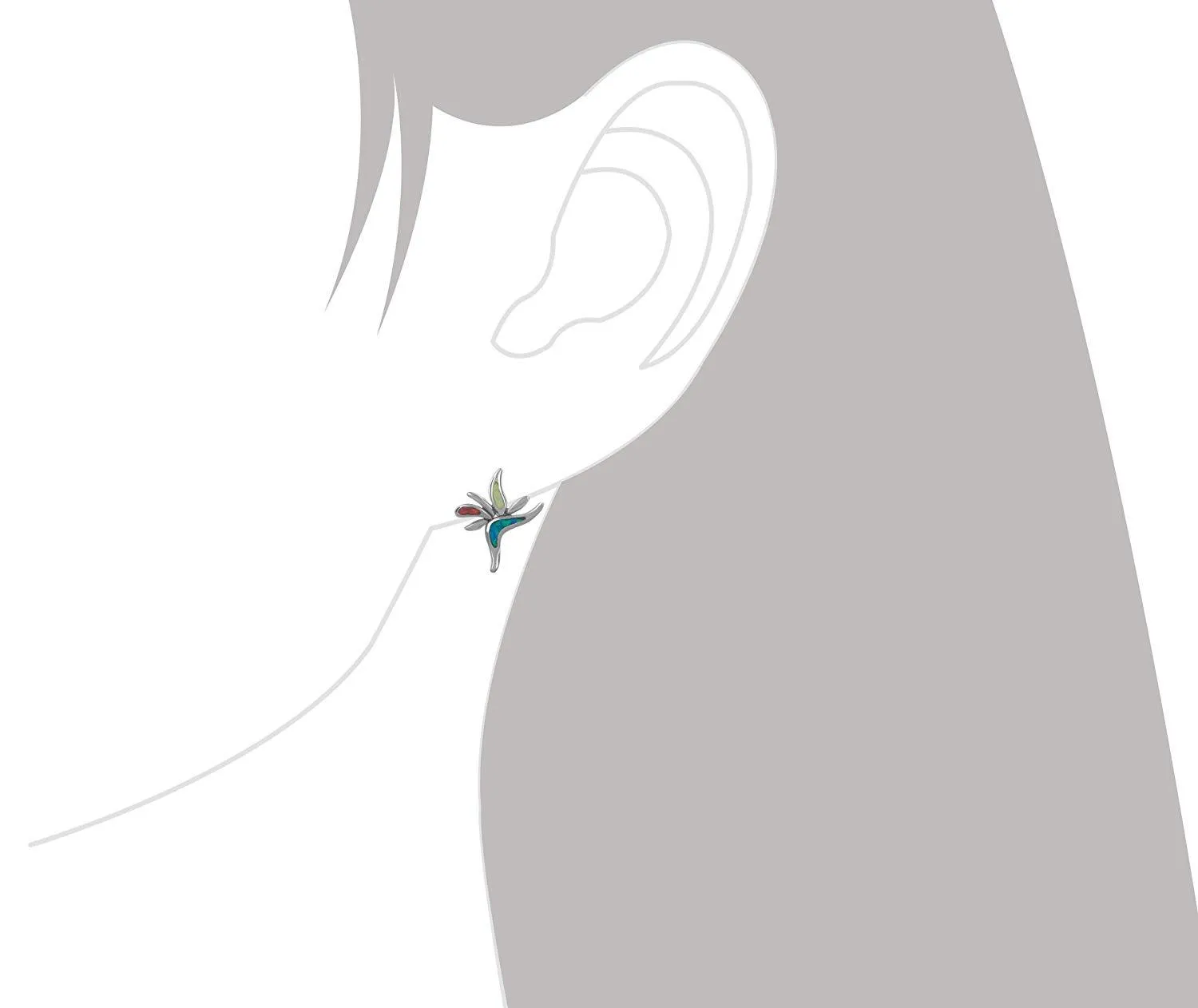 Sterling Silver Synthetic Opal Bird of Paradise Stud Earrings