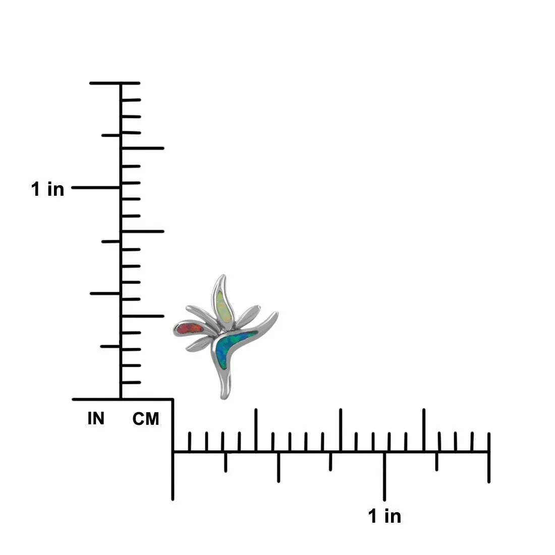 Sterling Silver Synthetic Opal Bird of Paradise Stud Earrings