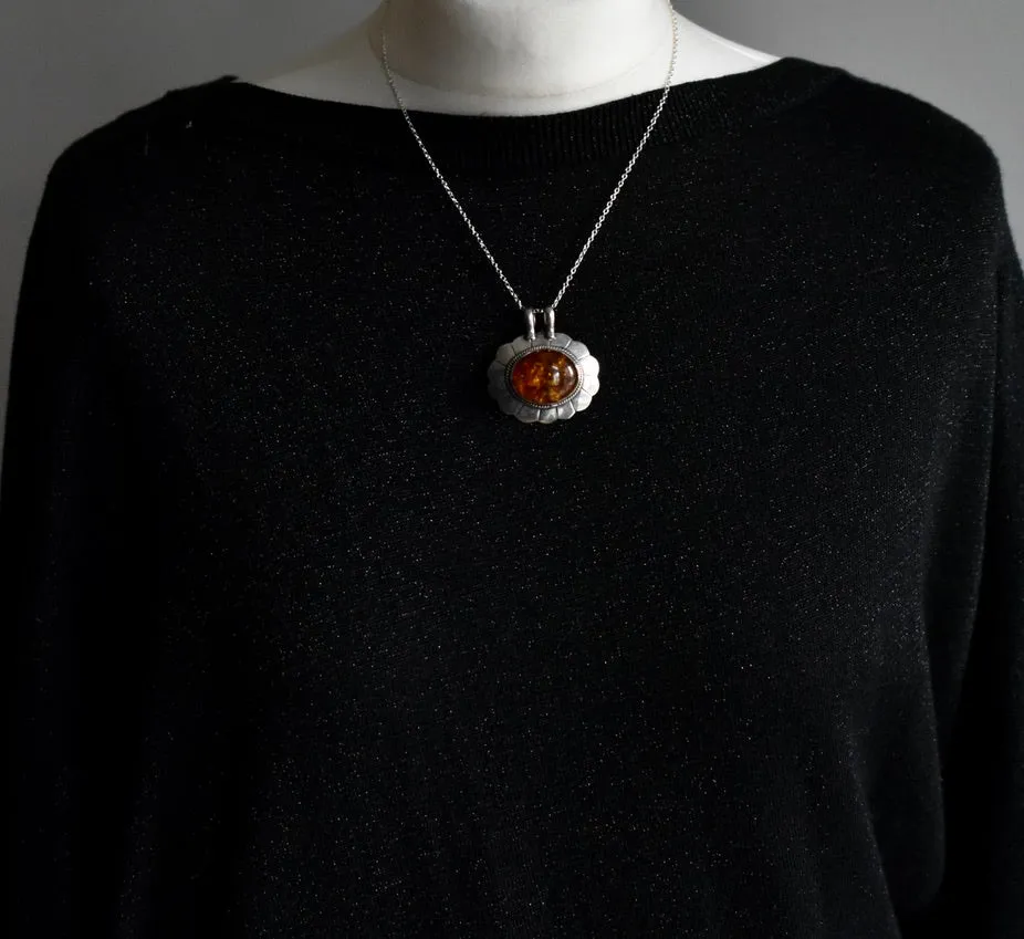 Stunning Vintage Baltic Amber Handmade Silver Sterling 925 Pendant