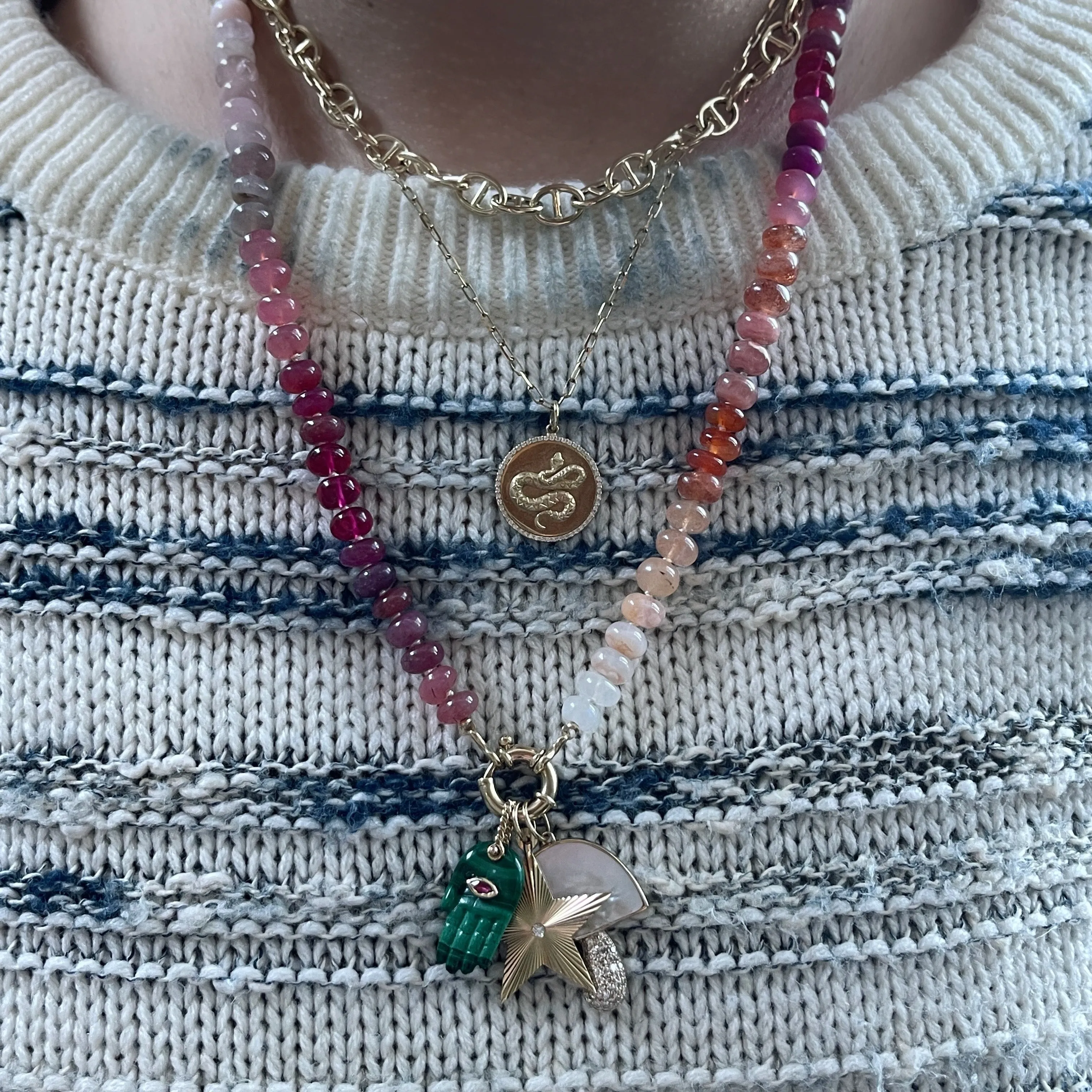 Sunset Rainbow Semiprecious Beaded Necklace
