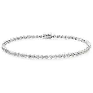 Tennis Bracelet with Round Brilliant Cut Diamond (1.00 cttw) in 18K White Gold