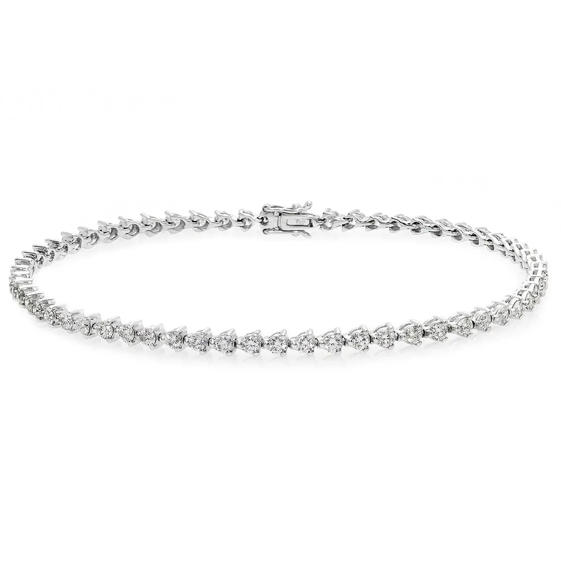 Tennis Bracelet with Round Brilliant Cut Diamond (1.00 cttw) in 18K White Gold