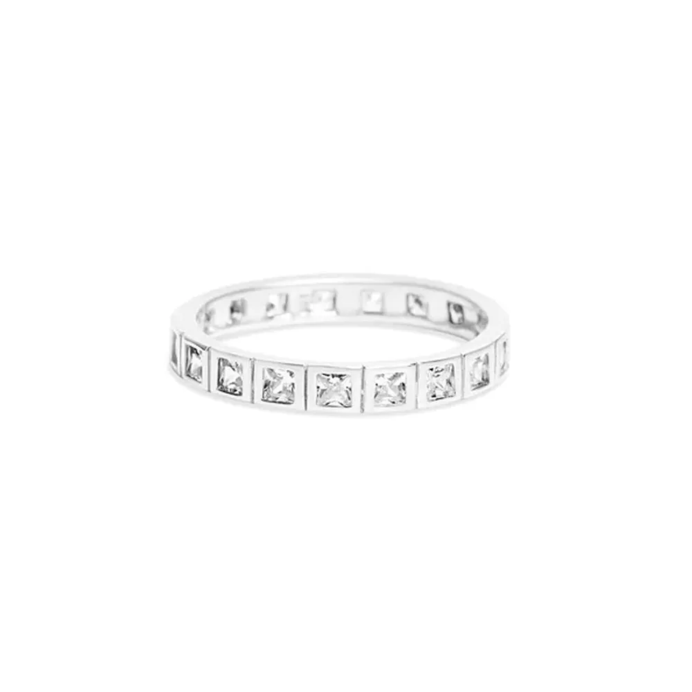 THE BEZELED PRINCESS CUT ETERNITY BAND