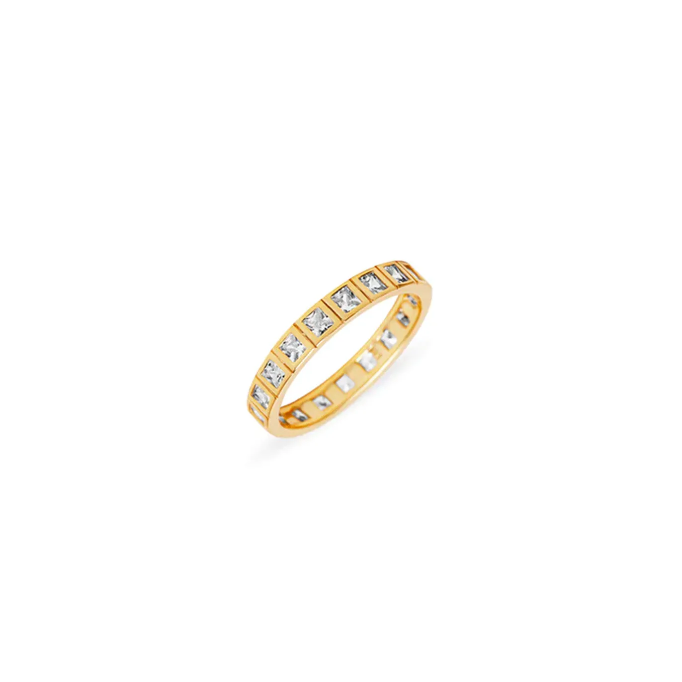 THE BEZELED PRINCESS CUT ETERNITY BAND