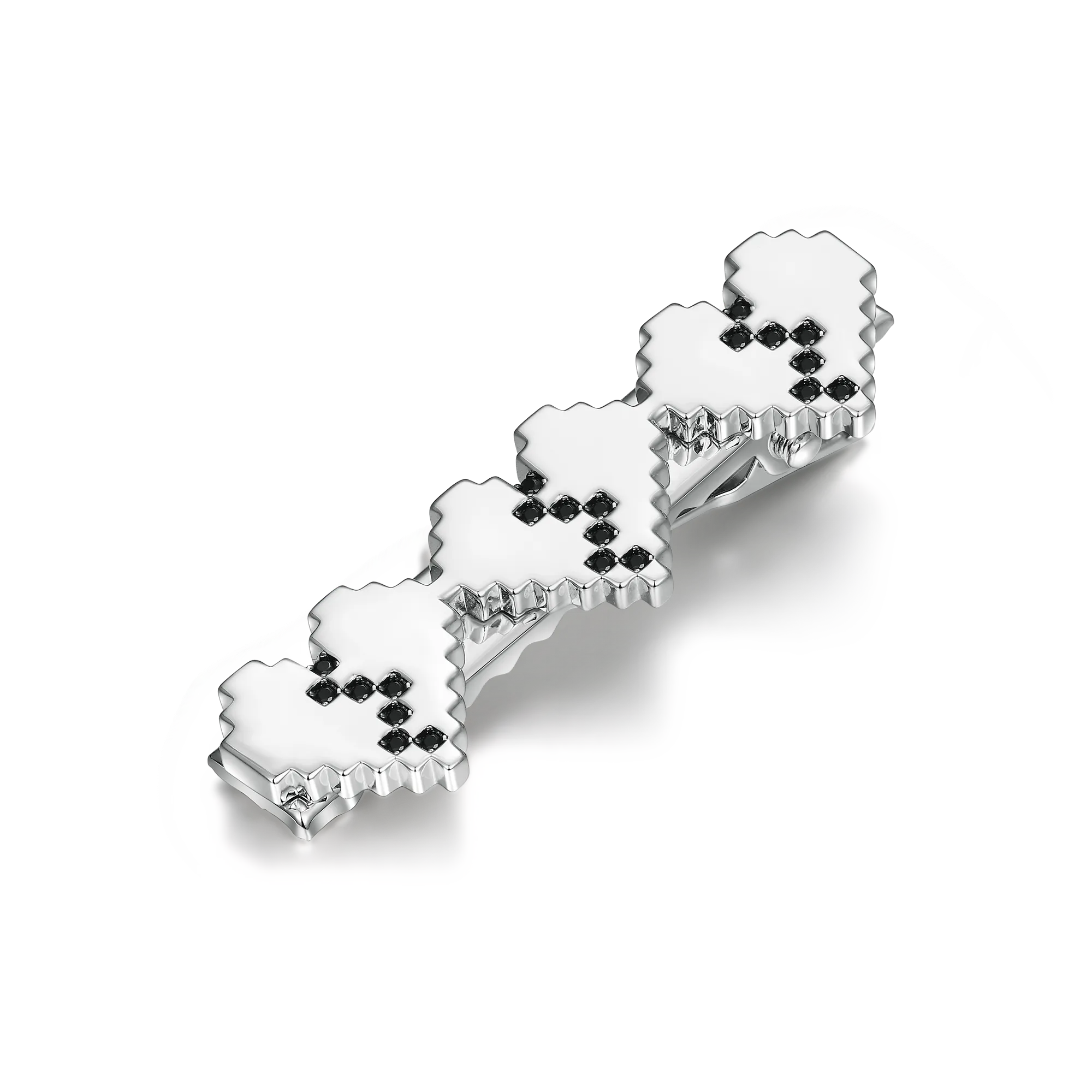 Tri-Broken Heart Pixel Hairpin