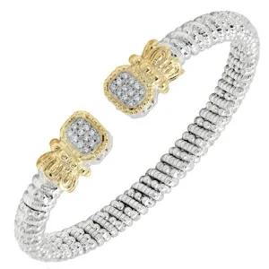 Vahan Sterling Silver & 14K Yellow Gold Diamond Pave "Mini-Regal" Bangle Bracelet