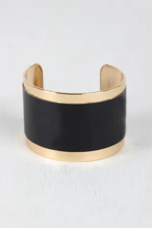 Vegan Leather and Metal Cuff Bracelet