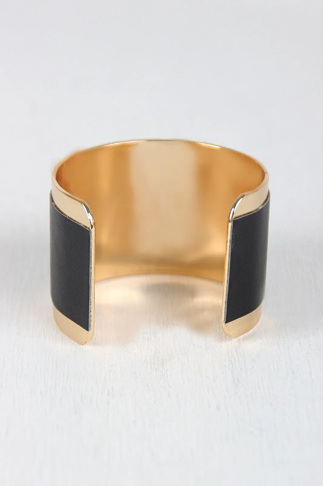 Vegan Leather and Metal Cuff Bracelet