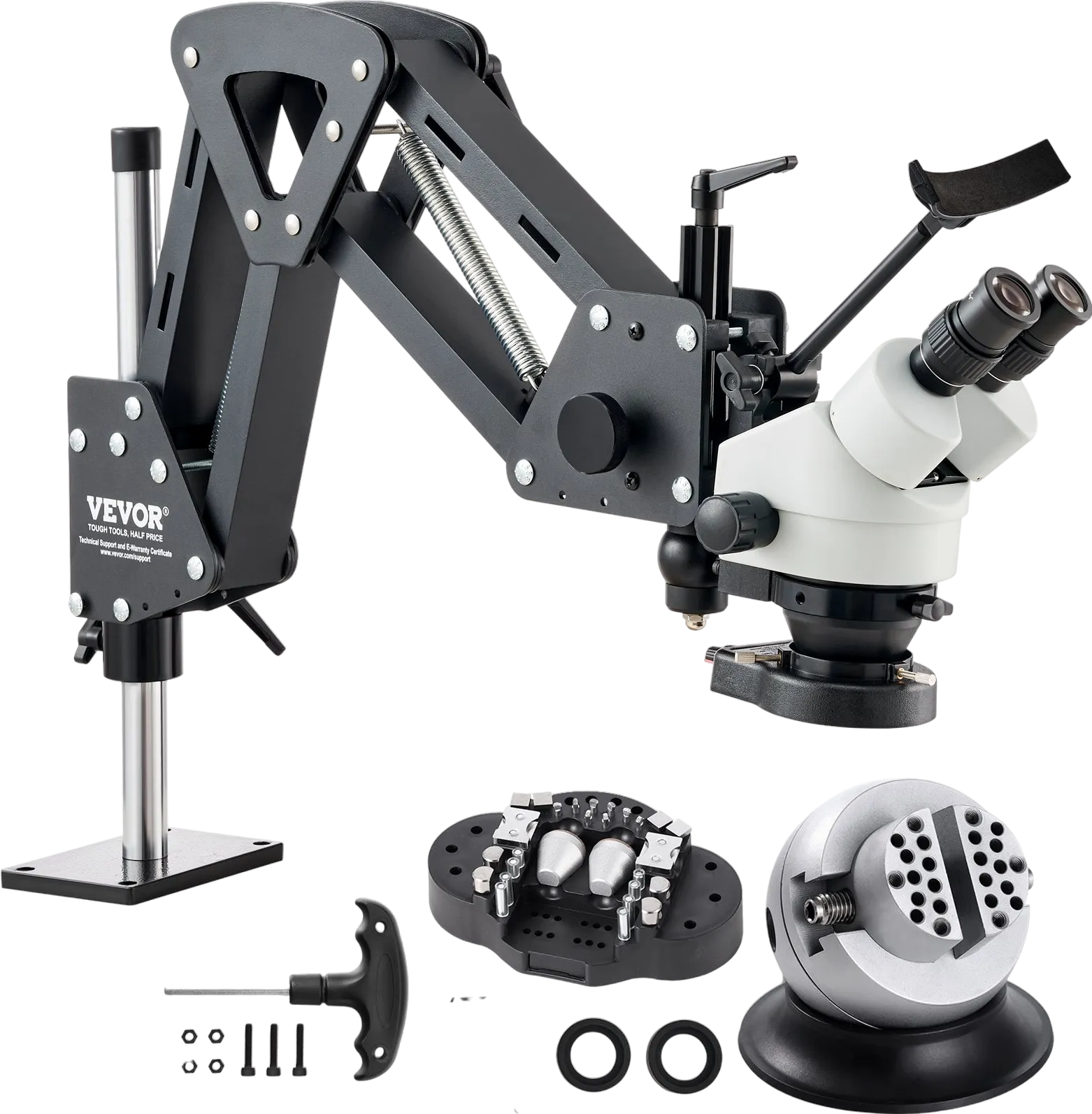 Vevor Multi-Directional Microscope with Ball Vise Spring Bracket Ring Light 7X-45X Magnification New