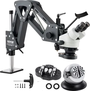 Vevor Multi-Directional Microscope with Ball Vise Spring Bracket Ring Light 7X-45X Magnification New