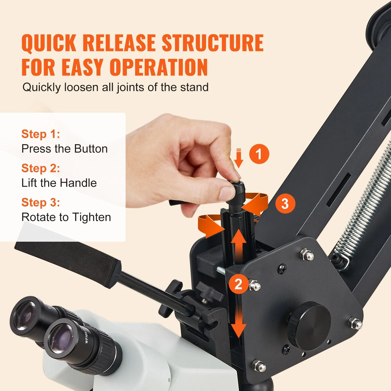 Vevor Multi-Directional Microscope with Ball Vise Spring Bracket Ring Light 7X-45X Magnification New