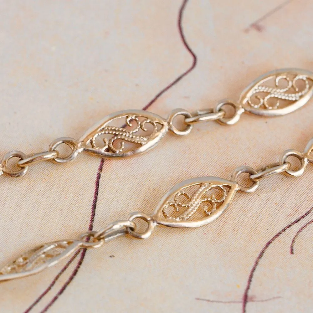 Vintage 14k Gold Filigree Link Bracelet