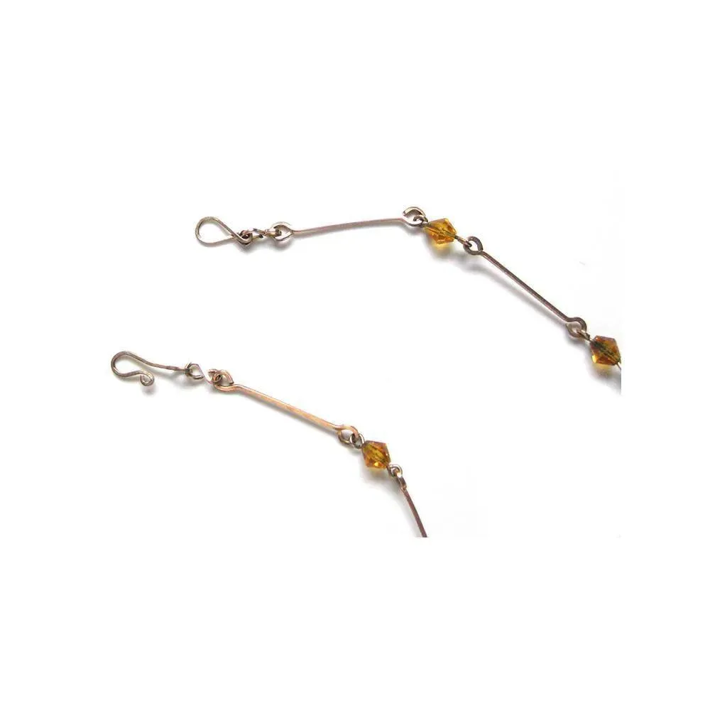 Vintage 1930's Amber Glass Rolled Gold Necklace