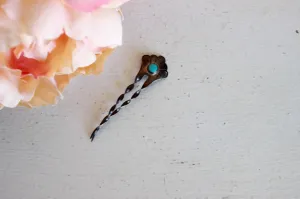 Vintage 1990s Native American Turquoise And Sterling Silver Hair Comb