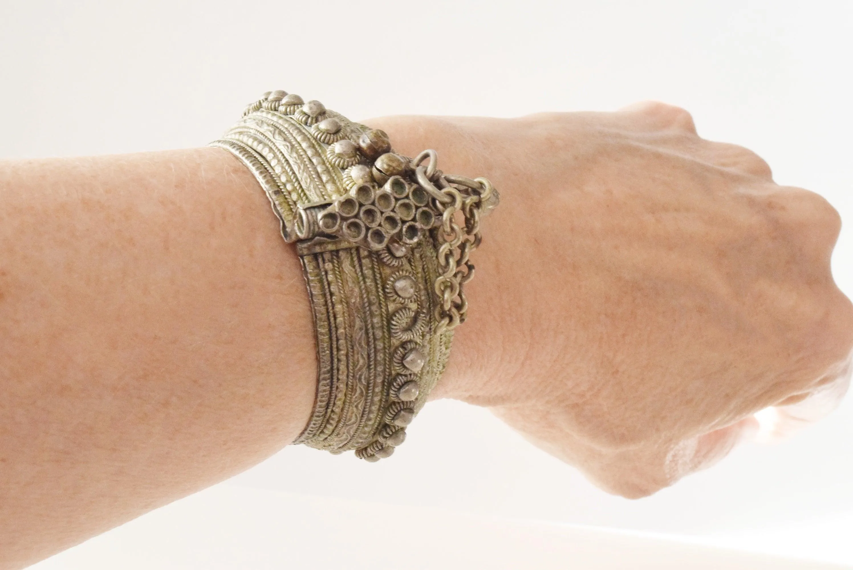 Vintage Bedouin Yemeni Hinged Cuff Bracelet