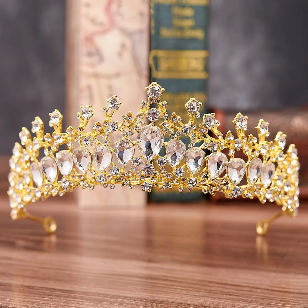 Vintage Bridal Wedding Tiara Crystal Gemstone Queen Crown for Emerald Green