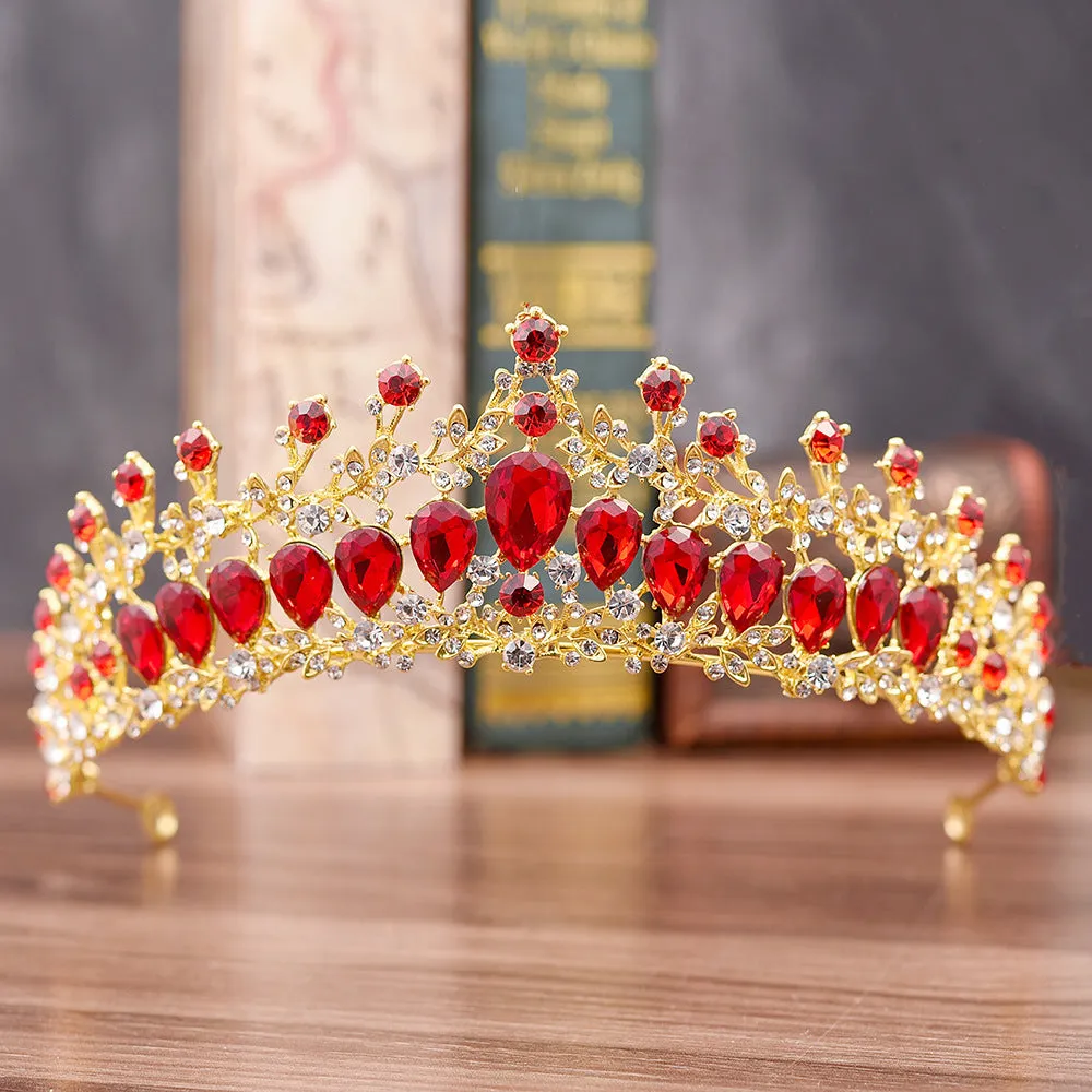 Vintage Bridal Wedding Tiara Crystal Gemstone Queen Crown for Emerald Green
