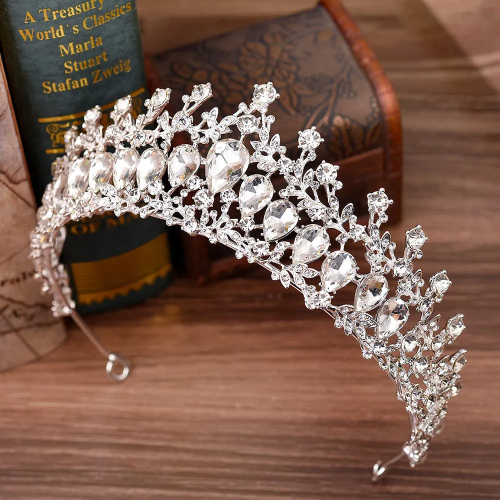 Vintage Bridal Wedding Tiara Crystal Gemstone Queen Crown for Emerald Green