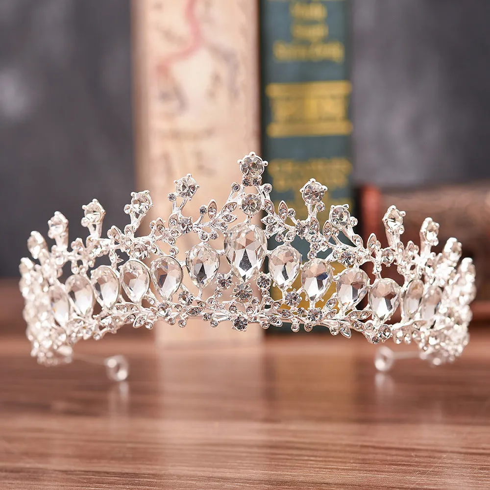 Vintage Bridal Wedding Tiara Crystal Gemstone Queen Crown for Emerald Green