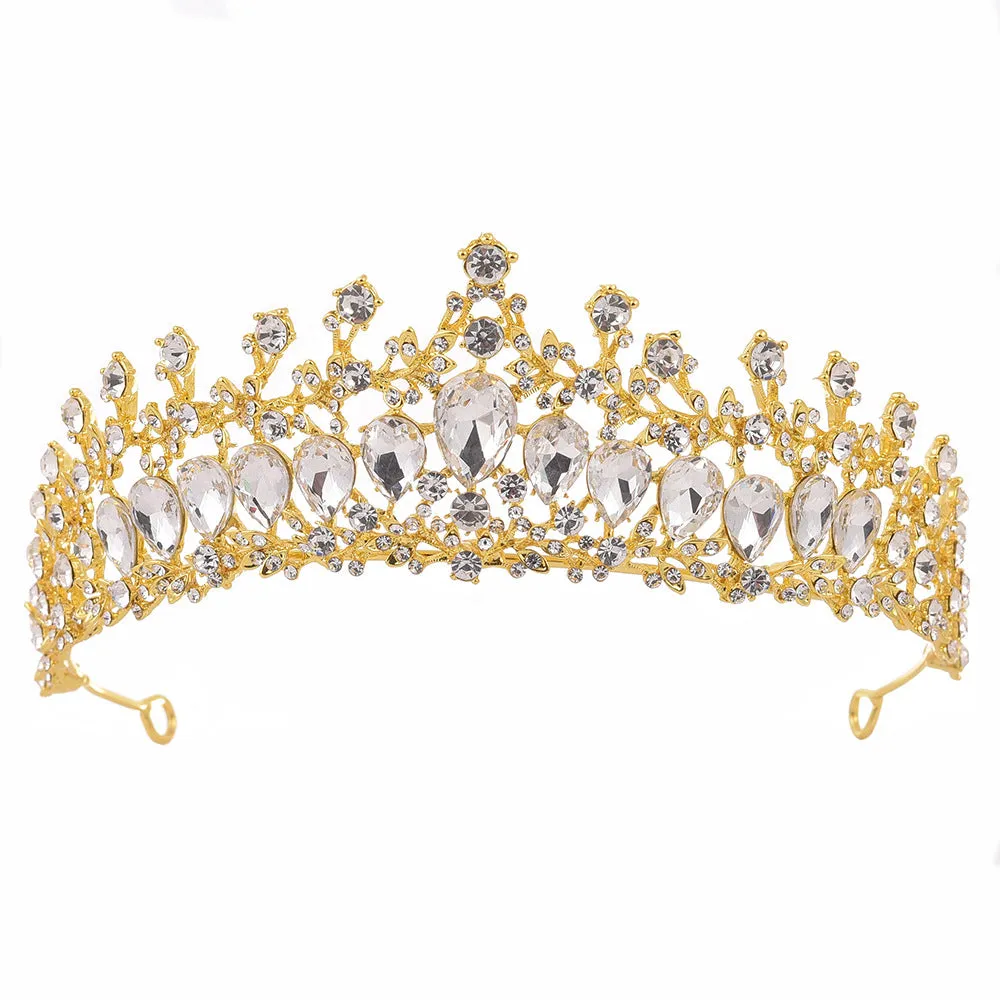 Vintage Bridal Wedding Tiara Crystal Gemstone Queen Crown for Emerald Green