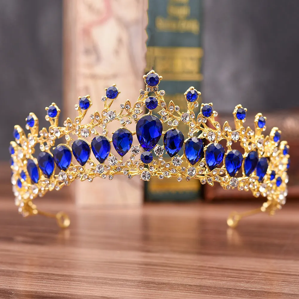 Vintage Bridal Wedding Tiara Crystal Gemstone Queen Crown for Emerald Green