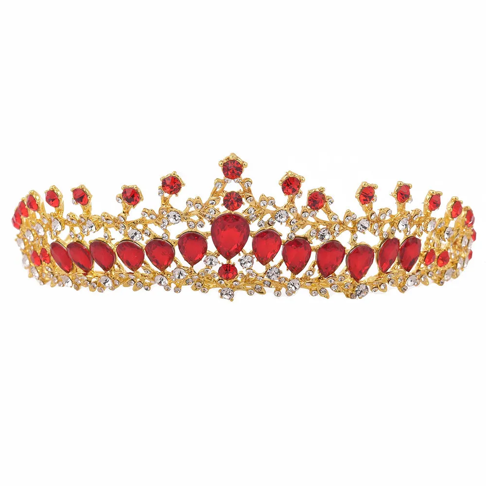 Vintage Bridal Wedding Tiara Crystal Gemstone Queen Crown for Emerald Green