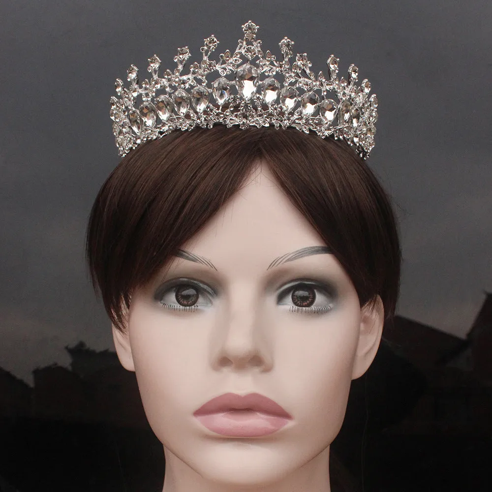 Vintage Bridal Wedding Tiara Crystal Gemstone Queen Crown for Emerald Green