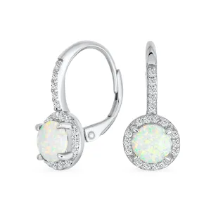 Vintage Dangle Gemstone Earrings CZ Halo Opal Rose Gold Sterling Silver