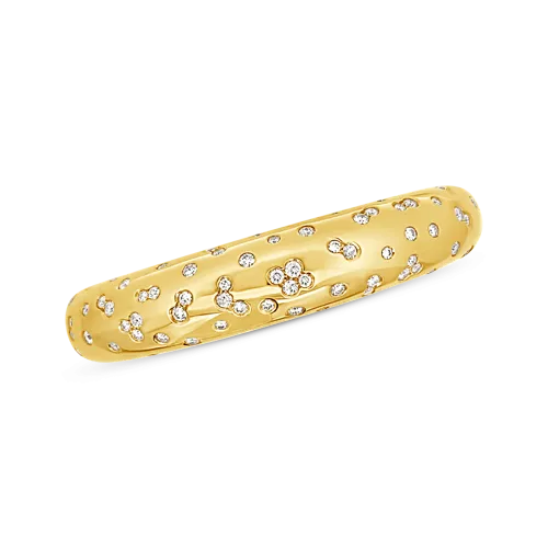 Yellow Gold & Scattered Diamond Bangle