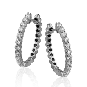 ZE297 Hoop Earring in 14k Gold with Diamonds