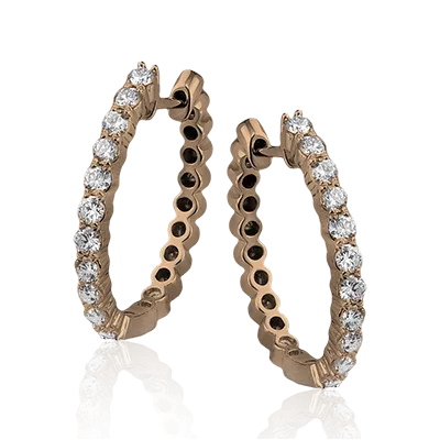 ZE297 Hoop Earring in 14k Gold with Diamonds